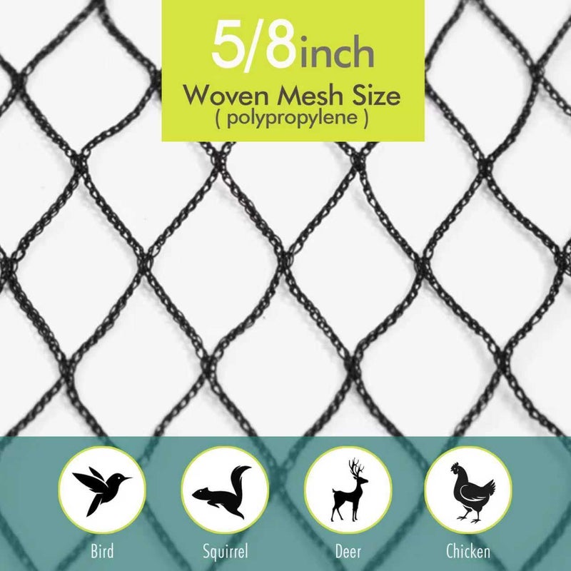 Fetanten Bird Netting for Garden, Fetanten 13 x 40 FT Netting for Garden Protection Vegetables Fruit Trees Blueberry from Birds Deer Poultry, Heavy Duty Woven Mesh Net Animal Fencing with Ties and Staples - Image 5