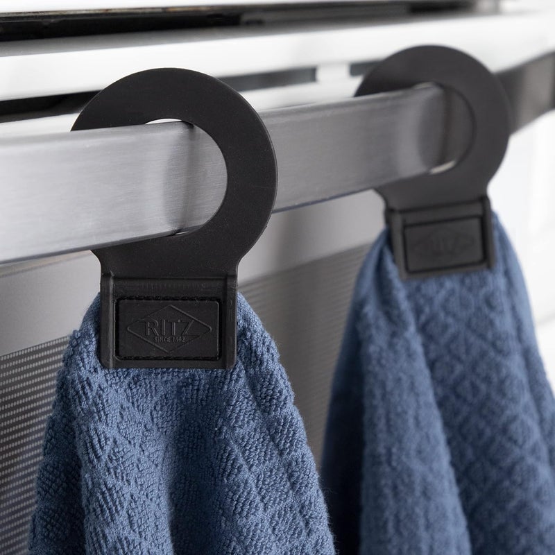 Ritz Premium Hook and Hang Towel, (2-Pack), 18" x 28", Long-Lasting Durable Rubber Hook, Highly Absorbent Super Soft Hand Cloths for Kitchen, Bathroom, Laundry Room, Federal Blue - Image 4