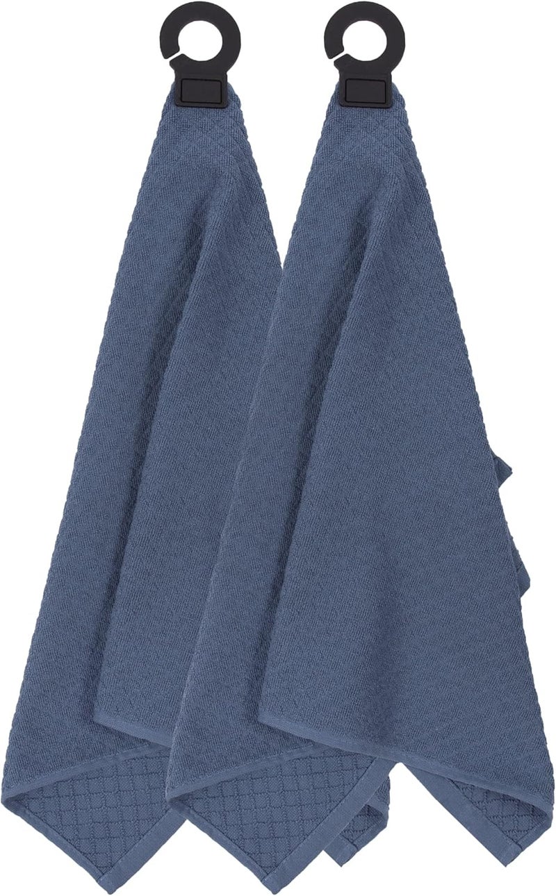 Ritz Premium Hook and Hang Towel, (2-Pack), 18" x 28", Long-Lasting Durable Rubber Hook, Highly Absorbent Super Soft Hand Cloths for Kitchen, Bathroom, Laundry Room, Federal Blue - Image 2