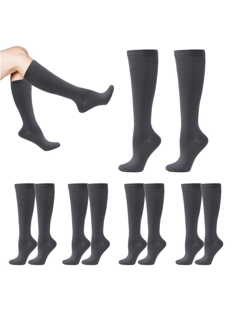Generic Compression Socks for Women Men, 5 Pairs Knee High Calf Socks, Non-Slip Compression Support Stockings for Sport, Work, Travel, Edema, Diabetic, Blood Circulation, Pregnancy, Nursing, L/XL, Size 39-45  - Image 2
