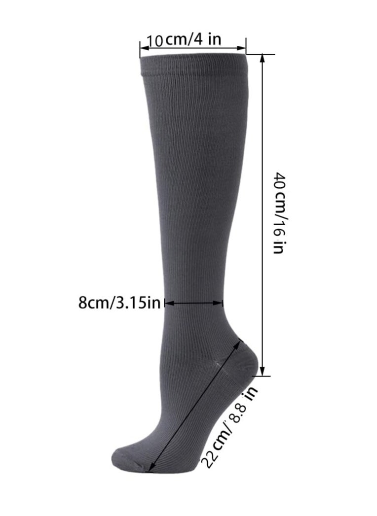 Generic Compression Socks for Women Men, 5 Pairs Knee High Calf Socks, Non-Slip Compression Support Stockings for Sport, Work, Travel, Edema, Diabetic, Blood Circulation, Pregnancy, Nursing, L/XL, Size 39-45  - Image 3