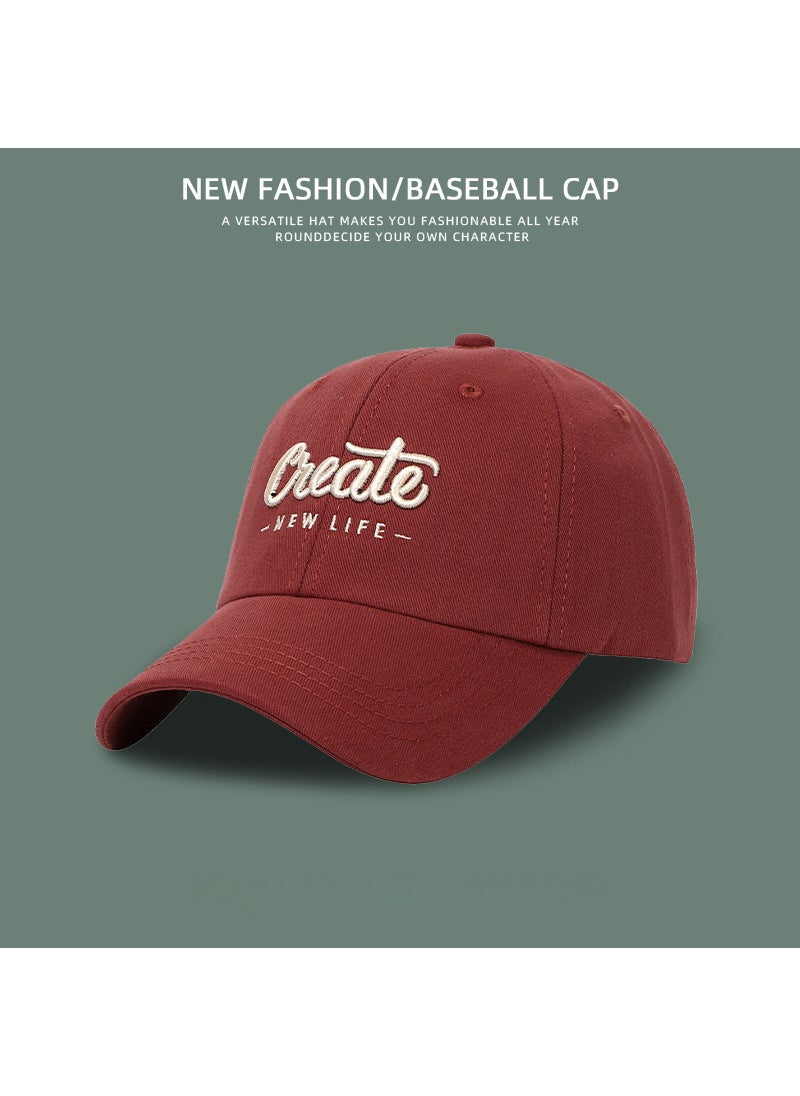 Generic Fashion Embroidered Baseball Cap Unisex Adjustable Wine red  - Image 1