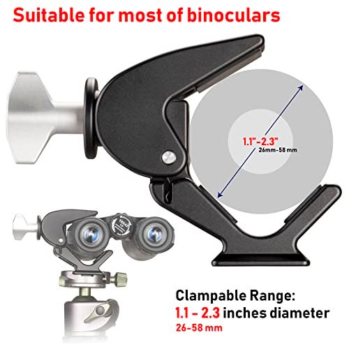 Zelnoox Clamp Binocular Tripod Adapter – ARCA Quick Release Dovetail | 1/4"-20 & 3/8"-16 Screw Holes | Fits 26-58mm Binoculars - Image 4