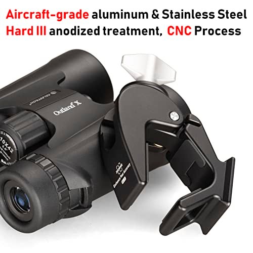 Zelnoox Clamp Binocular Tripod Adapter – ARCA Quick Release Dovetail | 1/4"-20 & 3/8"-16 Screw Holes | Fits 26-58mm Binoculars - Image 2