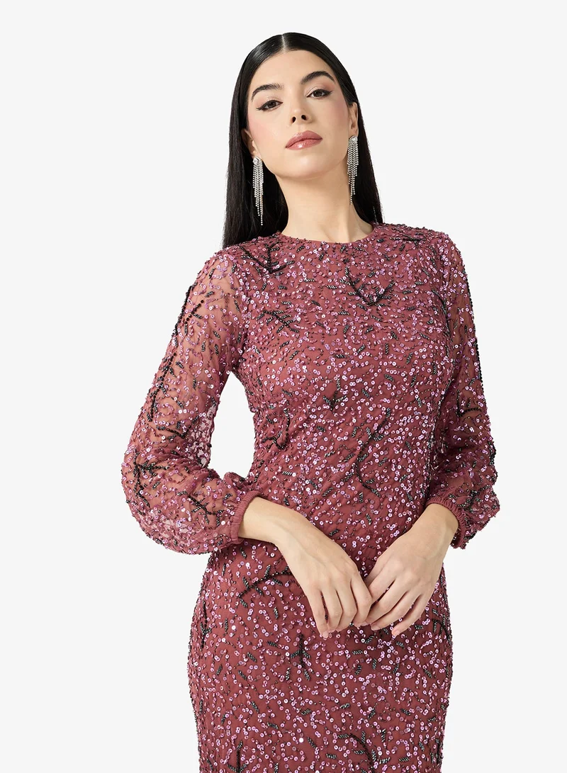 Amelia Rose  Embellished Bodycon Maxi Dress for Women | Best Price UAE