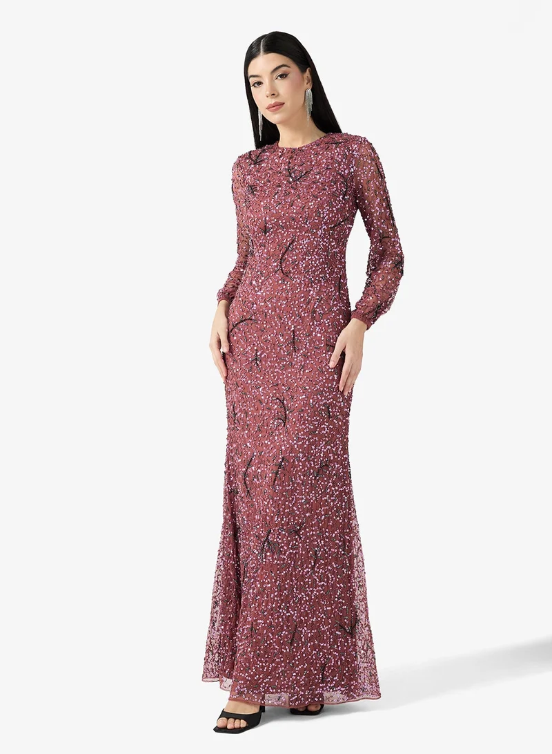 Amelia Rose  Embellished Bodycon Maxi Dress for Women | Best Price UAE