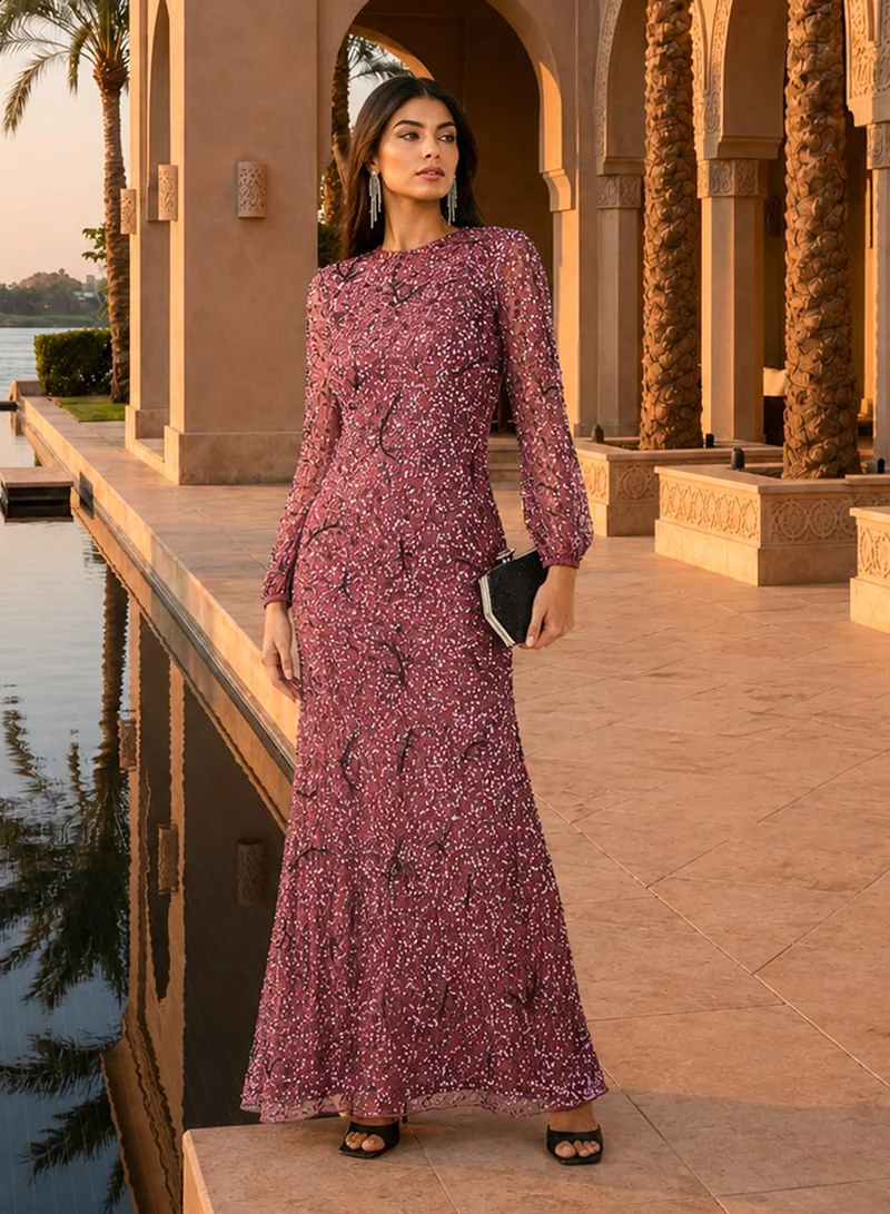 Amelia Rose Embellished Bodycon Maxi Dress