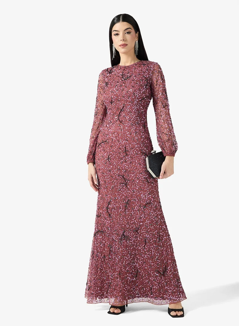 Amelia Rose Embellished Bodycon Maxi Dress