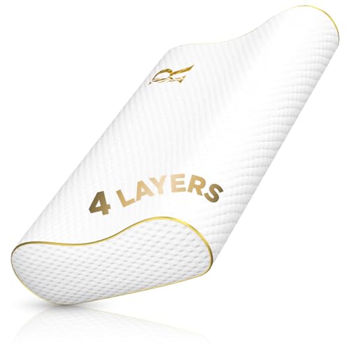 Royal Therapy Memory Foam Pillow Cervical Pillow 4Layer Queen Contour Pillow Side Sleeper Neck Support Pillow for Neck Pain CertiPURUS 