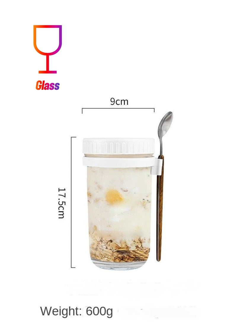 Y&D Glass With Lid And Spoon Sealed Portable Ice Cream Cup  - Image 1