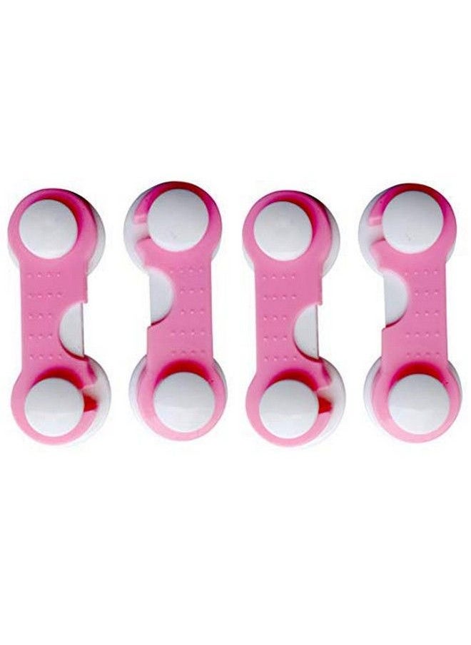 The Little Lookers - Multipurpose Non Toxic Bpa Free Safety Lock For Doors Cabinet Fridge Drawer ; Safety Accessories For Baby Child Kids Infant Toddler (Pink Pack Of 4) - Image 1