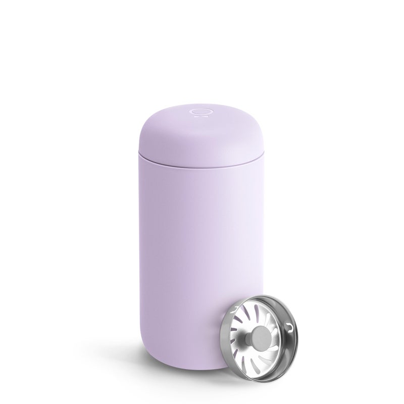 Fellow 12 oz Carter Move Travel Mug VacuumInsulated Stainless Steel Travel Coffee Mug Coffee Tumbler with Ceramic Interior and Splash Guard Lavender Purple