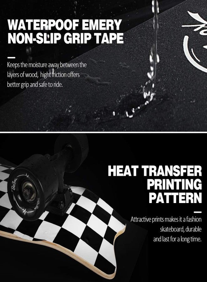 بيليف ألواح تزلج BELEEV Cruiser للمبتدئين، لوح تزلج كامل مقاس 27 بوصة للأطفال والمراهقين والبالغين، مصنوع من خشب القيقب الكندي ذو 7 طبقات، لوح تزلج مقعر مزدوج الركل (أسود) - Image 5