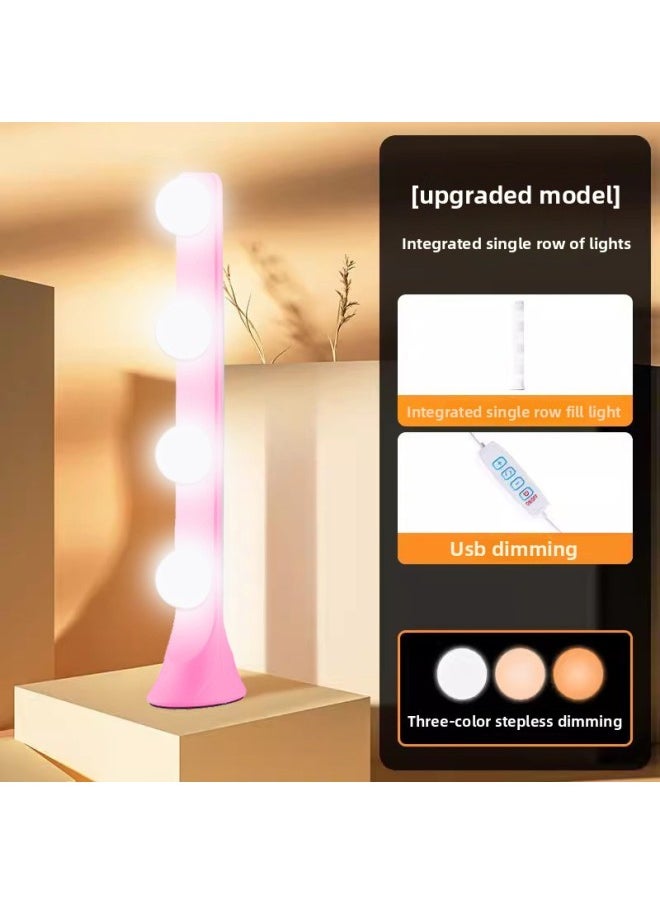 Generic - Double-row Bulb Photography Three-color Soft Light Atmosphere Light Mobile Phone Live Desktop Fill Light Integrated Single-row Light-Specifications:[Integrated Single-row Supplementary Light] (Pink Row Light) - Image 1