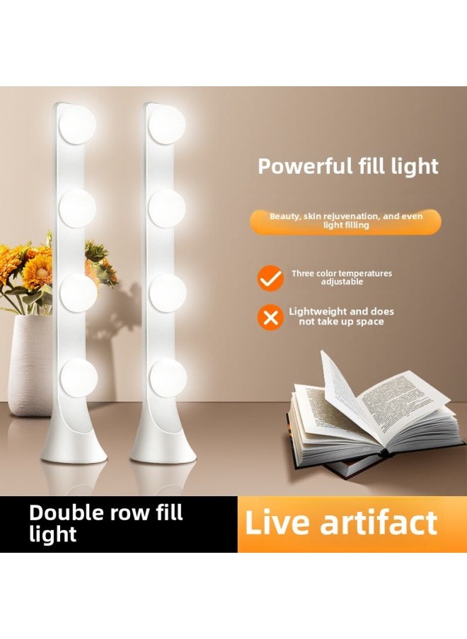Generic - Double-row Bulb Photography Three-color Soft Light Atmosphere Light Mobile Phone Live Desktop Fill Light Integrated Single-row Light-Specifications:[Integrated Single-row Supplementary Light] (Pink Row Light) - Image 1