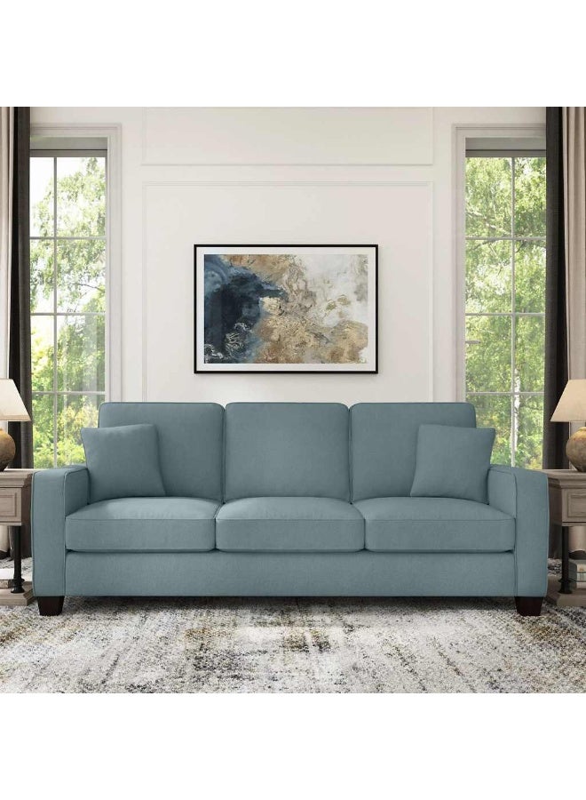 هومزمارت كنبة ثلاث مقاعد كتان وخشب سويدى - أزرق - Image 1