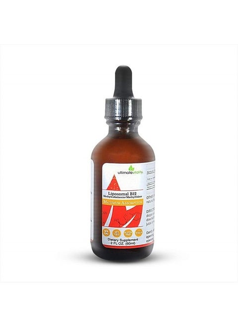 Liposomal B12 Methylcobalamin Liquid with Folate as L-5-Methylfolate Enhanced with Phosphatidylcholine - Designed for Maximum Absorption - 2 Ounces