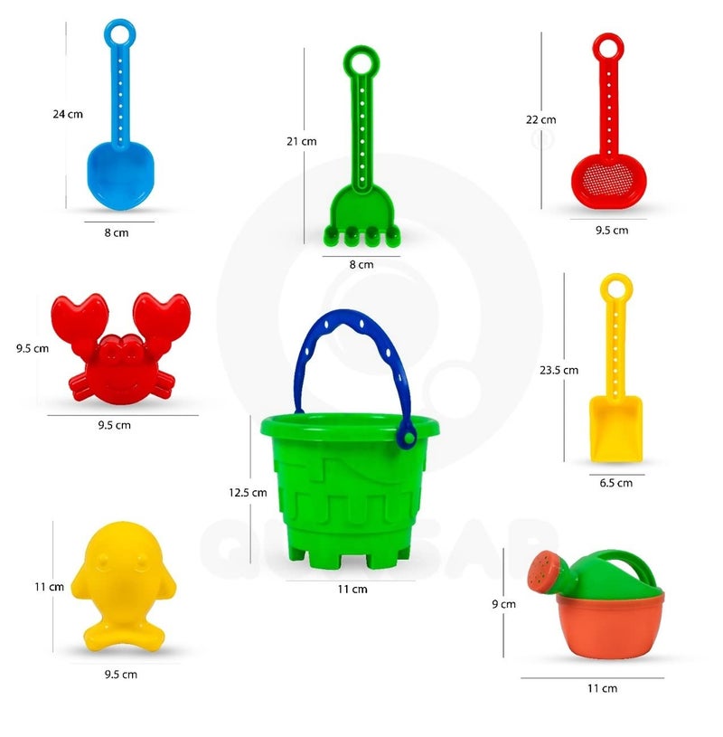 Quasar Beach Castle Water Tools Toys Sand Game Kids Beach Toys, Sand Toys for Kids Beach Toy Bucket, Sand Garden Pretend Role Play Set Children Learn Play Fun Toddler Kids Set (8 Piece Set) - Image 2