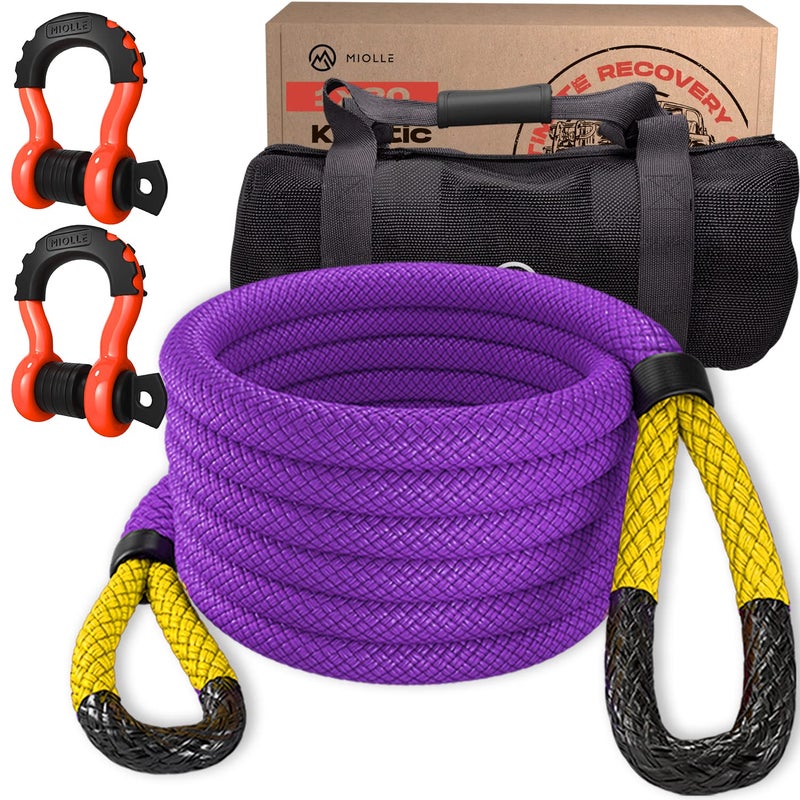 MiolleGear Kinetic Recovery Tow Ropes for Any Recovery Situation PurpleYellow 34x20