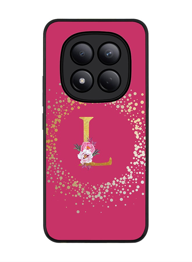 For Xiaomi Redmi Note 15 Pro 4G Case,Slim fit Camera Protection, Shockproof Thin Phone cover  - Custom Monogram Floral - L ( Deep Pink )