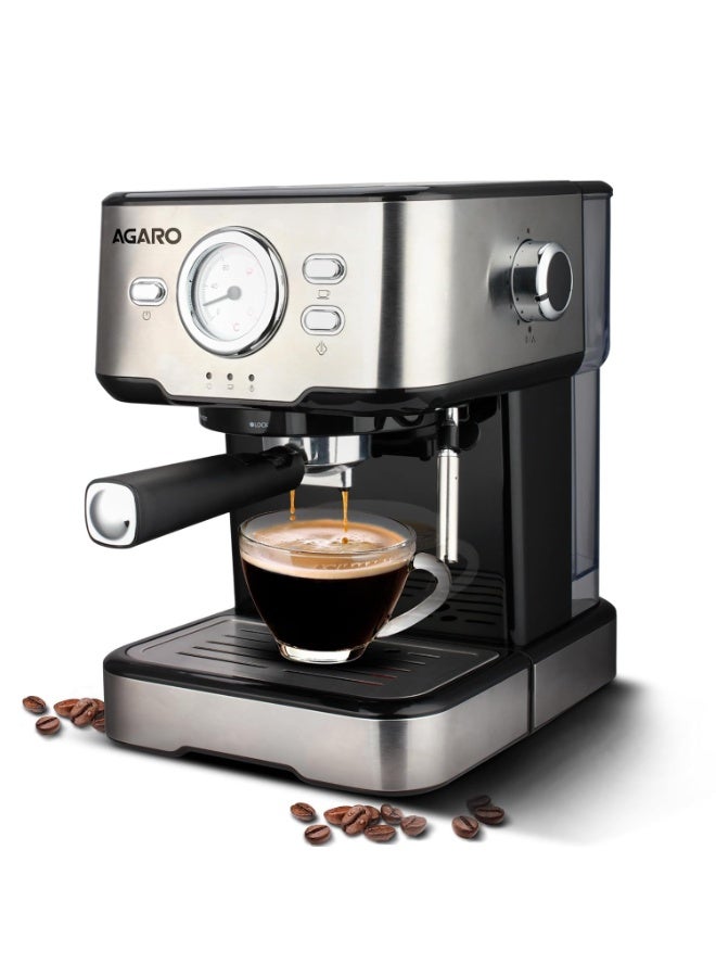 AGARO Imperial Espresso Coffee Maker Machine For Home, 15 Bar, 1100 W, Adjustable Milk Frothing Wand & Double Temperature Control System, Espresso, Cappuccino, Latte, Mocha, Cold Coffee - Image 1