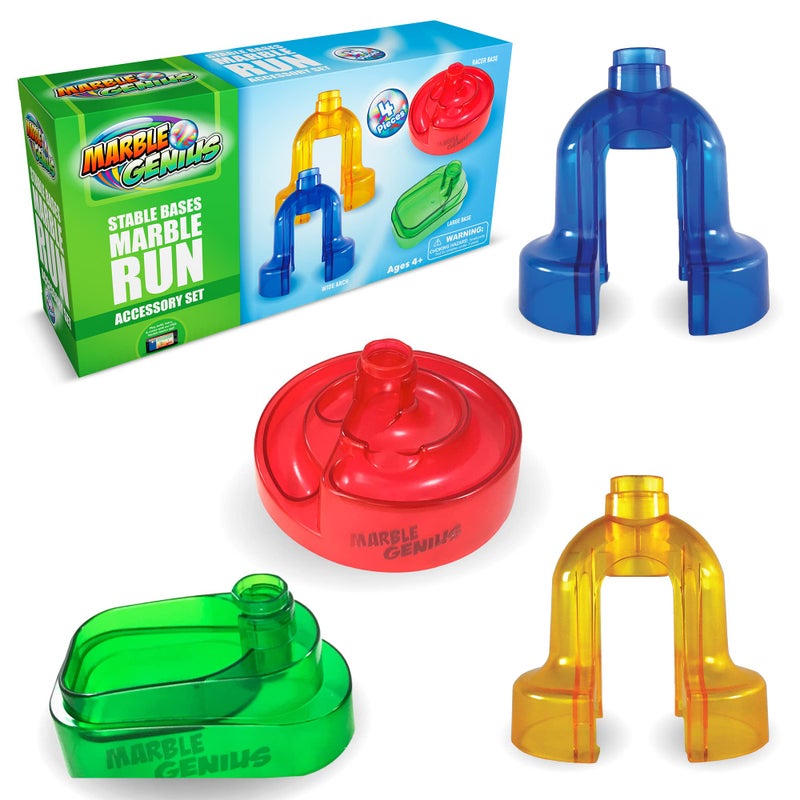 Marble Genius Stable Bases 4pcs Marble Run Accessory Set for Kids Ages 4 Fun Ultimate Marble Track Race Addon Kit for Teens STEM - Image 3