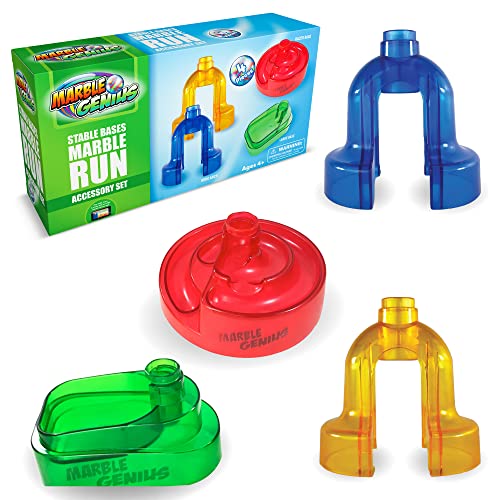 Marble Genius Stable Bases 4pcs Marble Run Accessory Set for Kids Ages 4 Fun Ultimate Marble Track Race Addon Kit for Teens STEM - Image 1