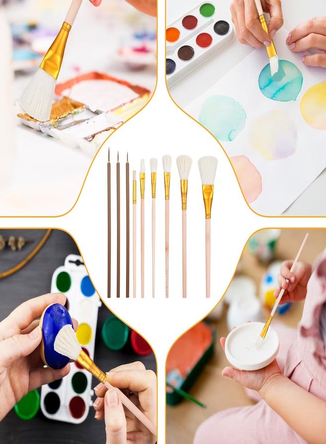 Oruola 9pcs Glaze Brushes for Pottery,Pottery Glaze Brushes,Durable Bristles, Easy Maintenance Wooden Potterys Brush,Suitable for Polymer Clay, Watercolor, Acrylic and Gold Plate - Image 5