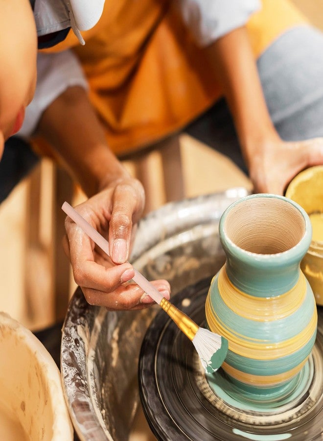 Oruola 9pcs Glaze Brushes for Pottery,Pottery Glaze Brushes,Durable Bristles, Easy Maintenance Wooden Potterys Brush,Suitable for Polymer Clay, Watercolor, Acrylic and Gold Plate - Image 4