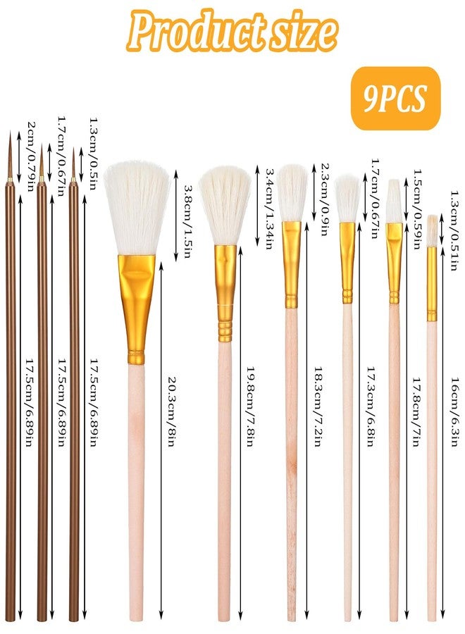 Oruola 9pcs Glaze Brushes for Pottery,Pottery Glaze Brushes,Durable Bristles, Easy Maintenance Wooden Potterys Brush,Suitable for Polymer Clay, Watercolor, Acrylic and Gold Plate - Image 2