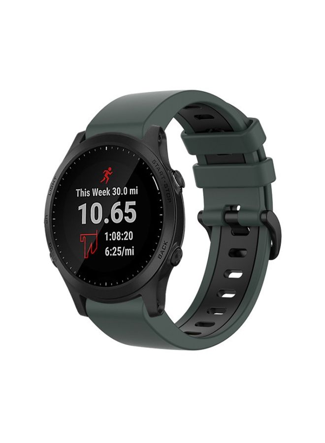 Beauenty Replacement Strap For Garmin Forerunner 945 22mm Silicone Sports Two-Color Watch Band Olive Green+Black