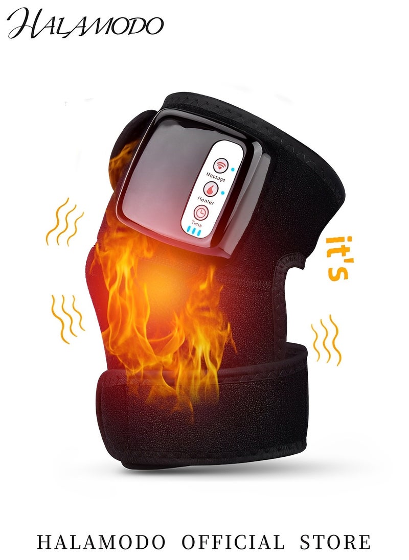 HALAMODO - Cordless Heated Knee Massager with Heat and Vibration for Knee Pain Relief Leg Massager Knee Shoulder Elbow Heating Massage Wrap Heated Knee Pad for Men & Women & Elders - Image 1