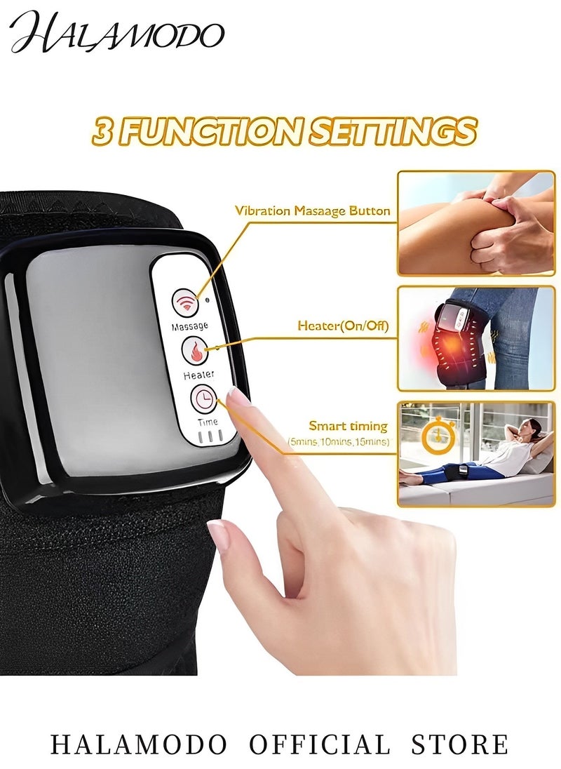 HALAMODO - Cordless Heated Knee Massager with Heat and Vibration for Knee Pain Relief Leg Massager Knee Shoulder Elbow Heating Massage Wrap Heated Knee Pad for Men & Women & Elders - Image 1
