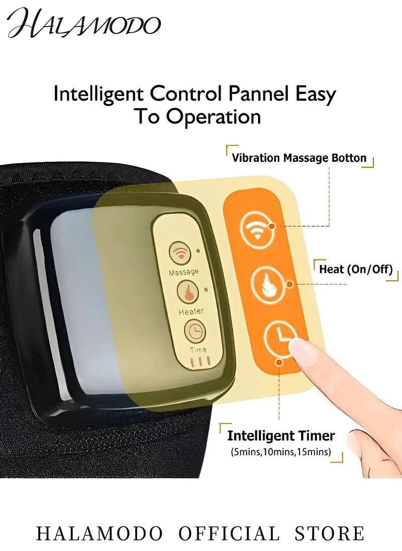 HALAMODO - Cordless Heated Knee Massager with Heat and Vibration for Knee Pain Relief Leg Massager Knee Shoulder Elbow Heating Massage Wrap Heated Knee Pad for Men & Women & Elders - Image 1
