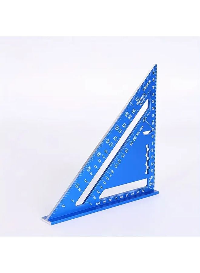 Blue 7 Inch Aluminum Triangle Ruler Protractor All in One Carpenters Tool - Image 4