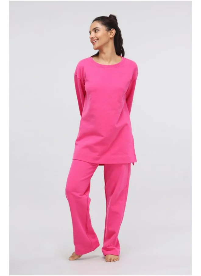 نسيسير Pink Long Terry Pullover Set
