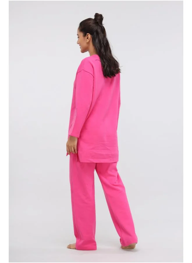 نسيسير Pink Long Terry Pullover Set