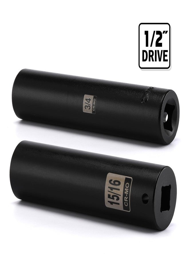EMENTOL 2PCS 1/2 Inch Drive Extra Long Deep Impact Socket Set- 3/4 Inch and 15/16 Inch, CR-MO, SAE, 6 Point Extra Deep Socket, 5" Length - Image 5