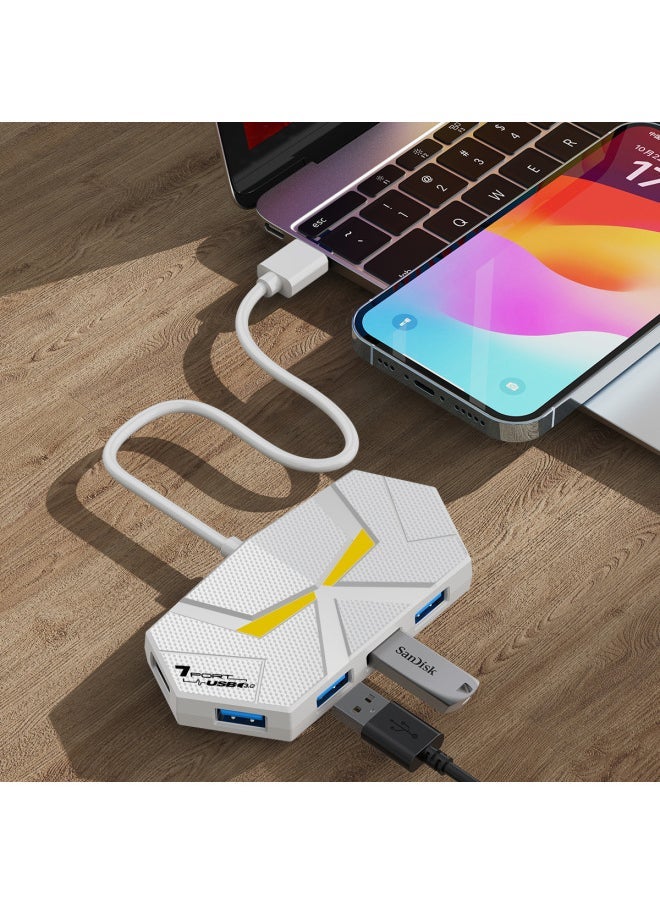Colorful Atmosphere Lamp HUB4 7 3.0 High Speed Splitter Expansion Laptop One Drag Multiple Turn-Number Of Interfaces:7 3.0 Black 0.6 Meters  - Image 5