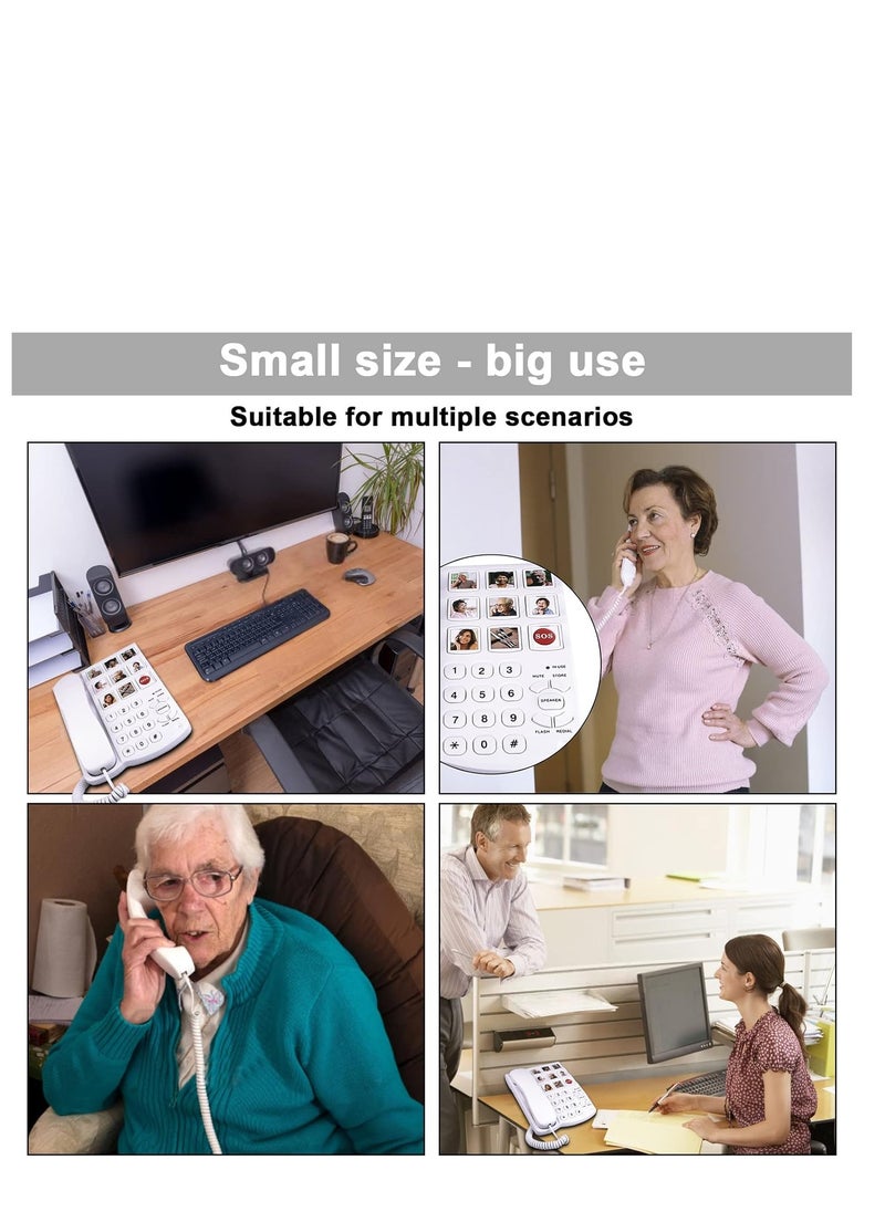 KASTWAVE Landline Phones for Seniors, Big on Phones for Seniors, 9 Picture  Replaceable, One-Touch Dial, 110dB+ Amplified Ringer House Phones for The Hearing Visually Impaired, Dementia and Alzheimer  - Image 5