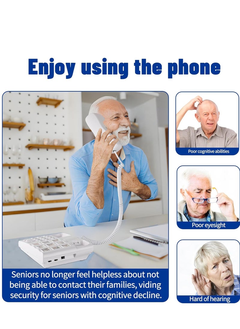 KASTWAVE Landline Phones for Seniors, Big on Phones for Seniors, 9 Picture  Replaceable, One-Touch Dial, 110dB+ Amplified Ringer House Phones for The Hearing Visually Impaired, Dementia and Alzheimer  - Image 3