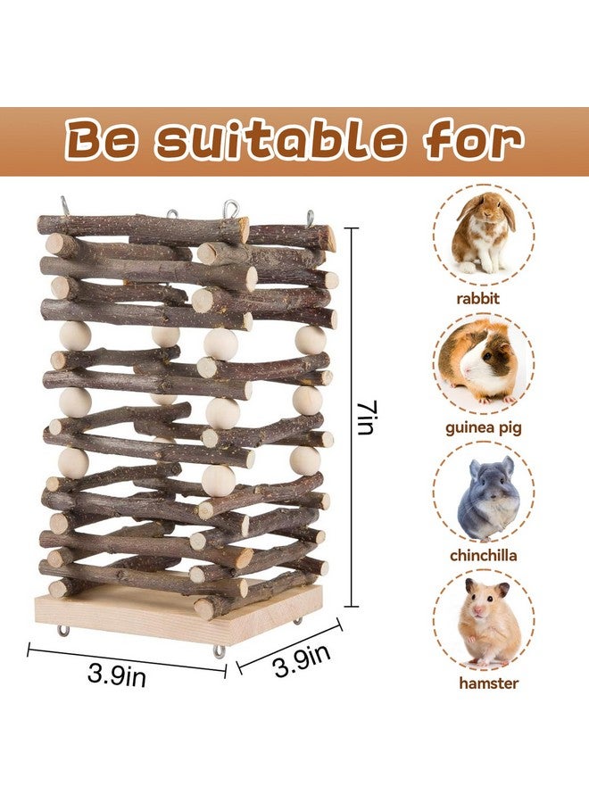 Alphatool Hanging Apple Wood Rabbit Hay Feeder - Guinea Pig Grass Holder with 2 Hooks Biting Resistant Small Animals Chew Toy, Feeding Hay Manager Shelf for Chinchilla Bunny Hamster Gerbil Holiday Presents  - Image 4