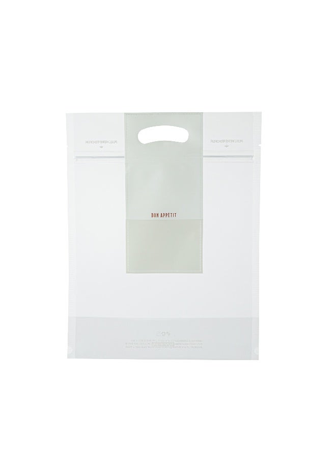 Restaurantware Bag Tek 8.2 x 3.4 x 10.6 Inch Plastic Storage Bags With Handles, 100 Gusseted Zip Bags - See-Through, Heavy-Duty, Clear Plastic Zip Handle Bags, Reclosable, - Image 1