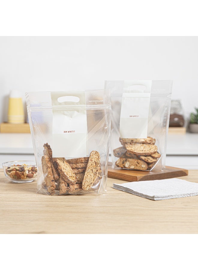 Restaurantware Bag Tek 8.2 x 3.4 x 10.6 Inch Plastic Storage Bags With Handles, 100 Gusseted Zip Bags - See-Through, Heavy-Duty, Clear Plastic Zip Handle Bags, Reclosable, - Image 3