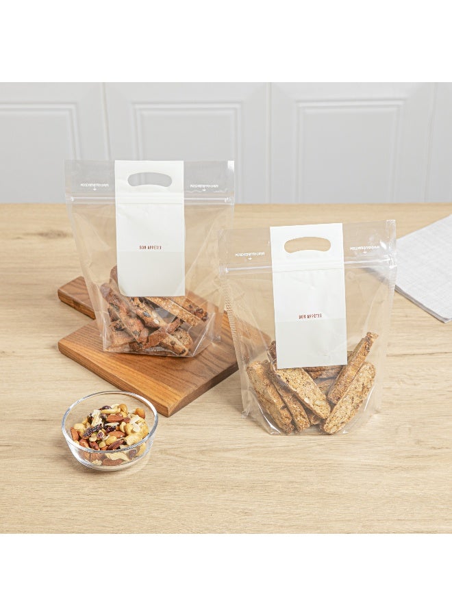 Restaurantware Bag Tek 8.2 x 3.4 x 10.6 Inch Plastic Storage Bags With Handles, 100 Gusseted Zip Bags - See-Through, Heavy-Duty, Clear Plastic Zip Handle Bags, Reclosable, - Image 4