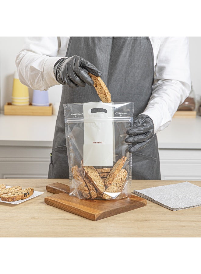 Restaurantware Bag Tek 8.2 x 3.4 x 10.6 Inch Plastic Storage Bags With Handles, 100 Gusseted Zip Bags - See-Through, Heavy-Duty, Clear Plastic Zip Handle Bags, Reclosable, - Image 5