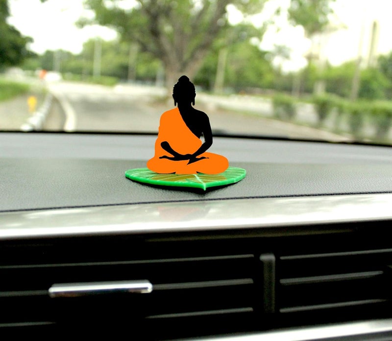 Unique Utilities Buddha Car Dashboard Idol | Buddha Ji for Car Dashboard | Acrylic Double Sided Car Interior Decor Accessories | Budha Car Statue (3.5 Inch, Orange) - Image 2