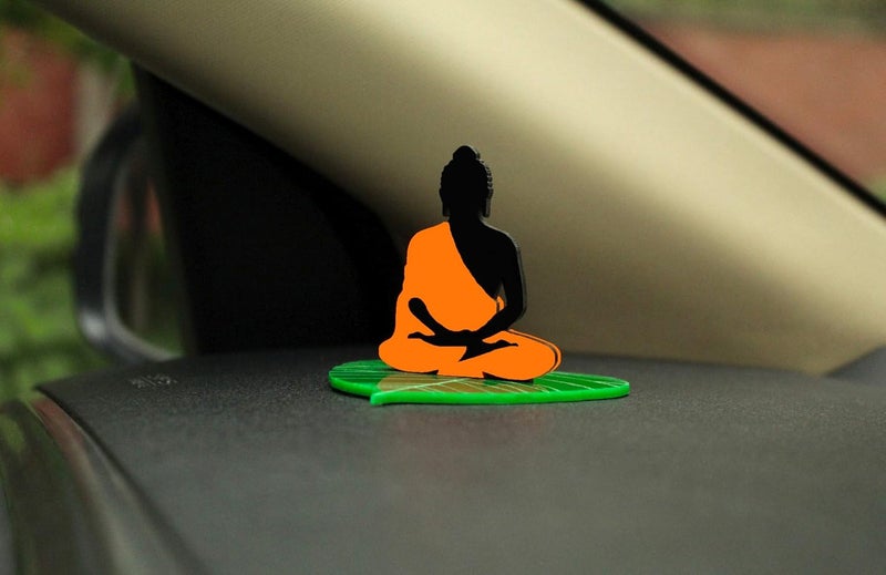 Unique Utilities Buddha Car Dashboard Idol | Buddha Ji for Car Dashboard | Acrylic Double Sided Car Interior Decor Accessories | Budha Car Statue (3.5 Inch, Orange) - Image 3
