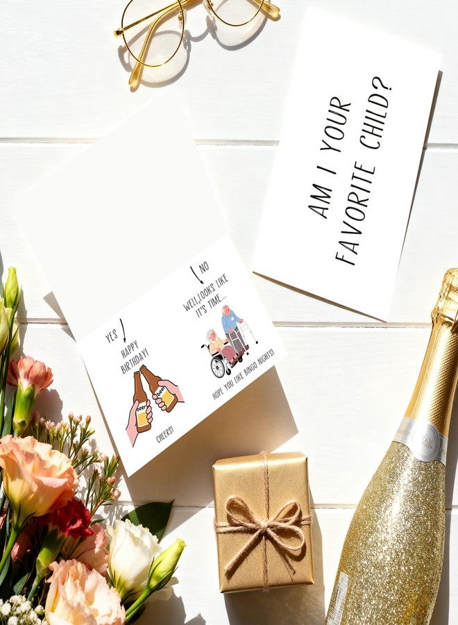 Pstyteos Funny Birthday Card for Dad Mom from Son Daughter, Am I Your Favorite Child, 8 in x 5.3 in Double-Sided Greeting Card with Red Envelope and Sticker - Image 5