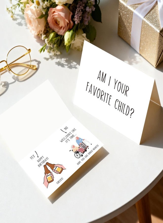 Pstyteos Funny Birthday Card for Dad Mom from Son Daughter, Am I Your Favorite Child, 8 in x 5.3 in Double-Sided Greeting Card with Red Envelope and Sticker - Image 4